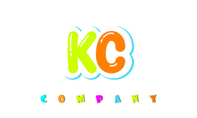 letters KC creative logo for Kids toy store, school, company, agency. stylish colorful alphabet logo vector template