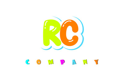 letters RC creative logo for Kids toy store, school, company, agency. stylish colorful alphabet logo vector template