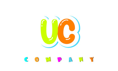 letters UC creative logo for Kids toy store, school, company, agency. stylish colorful alphabet logo vector template