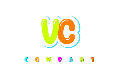letters VC creative logo for Kids toy store, school, company, agency. stylish colorful alphabet logo vector template