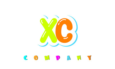 letters XC creative logo for Kids toy store, school, company, agency. stylish colorful alphabet logo vector template