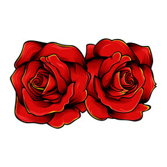 Red rose flower illustration vector design, flaming and very cool