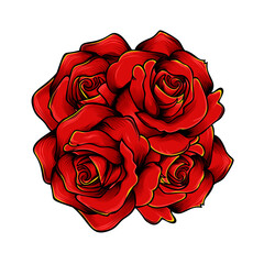 Red rose flower illustration vector design, flaming and very cool