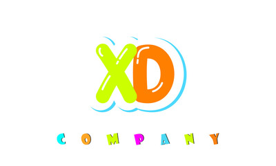 letters XD creative logo for Kids toy store, school, company, agency. stylish colorful alphabet logo vector template