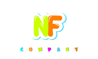 letters NF creative logo for Kids toy store, school, company, agency. stylish colorful alphabet logo vector template