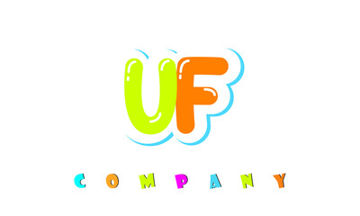 letters UF creative logo for Kids toy store, school, company, agency. stylish colorful alphabet logo vector template