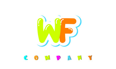 letters WF creative logo for Kids toy store, school, company, agency. stylish colorful alphabet logo vector template