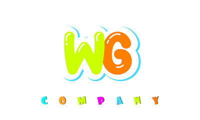 letters WG creative logo for Kids toy store, school, company, agency. stylish colorful alphabet logo vector template