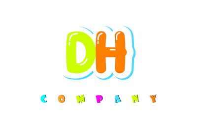 letters DH creative logo for Kids toy store, school, company, agency. stylish colorful alphabet logo vector template