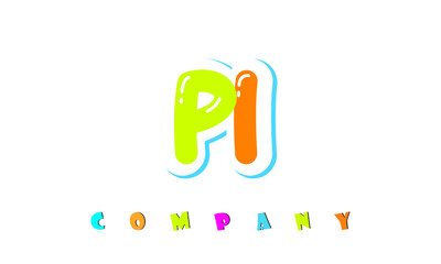 letters PI creative logo for Kids toy store, school, company, agency. stylish colorful alphabet logo vector template