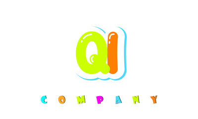 letters QI creative logo for Kids toy store, school, company, agency. stylish colorful alphabet logo vector template