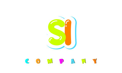 letters SI creative logo for Kids toy store, school, company, agency. stylish colorful alphabet logo vector template