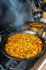 paella mallorquina,restaurante de Sa Foradada, Valldemossa, Parque natural de la Sierra de Tramuntana,.Mallorca, balearic islands, spain, europe