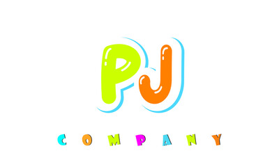 letters PJ creative logo for Kids toy store, school, company, agency. stylish colorful alphabet logo vector template