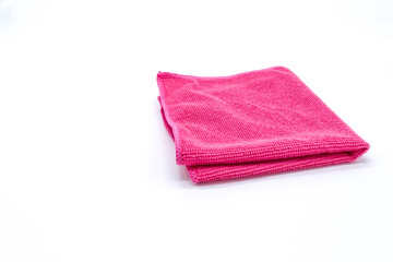 pink kitchen rag on white background