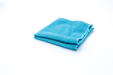 Fototapeta na wymiar blue rag bath on white background