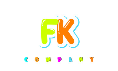 letters FK creative logo for Kids toy store, school, company, agency. stylish colorful alphabet logo vector template
