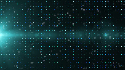 Motion graphic background animation, Futuristic mysterious flowing digital particles wave de-focus virtual reality abstract cyber space environment background.