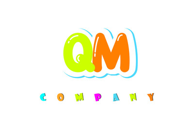 letters QM creative logo for Kids toy store, school, company, agency. stylish colorful alphabet logo vector template