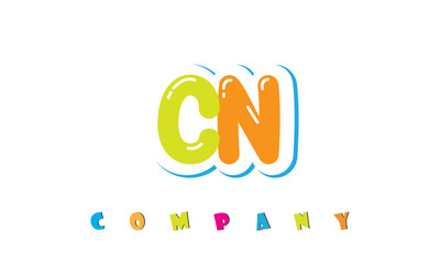 letters CN creative logo for Kids toy store, school, company, agency. stylish colorful alphabet logo vector template