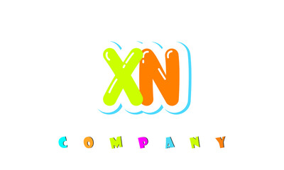 letters XN creative logo for Kids toy store, school, company, agency. stylish colorful alphabet logo vector template