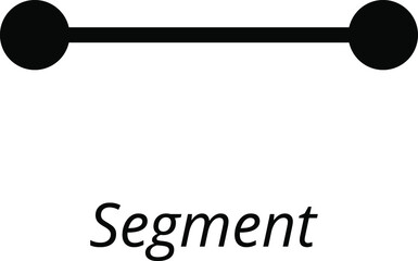 Segment Geometric shape. Vector illustration of basic geometric figure. Understanding of geometry poster for teaching and learning in school. Vector illustration isolated on white background.