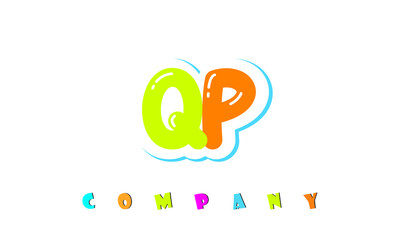 letters QP creative logo for Kids toy store, school, company, agency. stylish colorful alphabet logo vector template