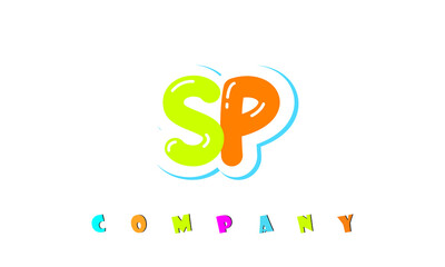letters SP creative logo for Kids toy store, school, company, agency. stylish colorful alphabet logo vector template