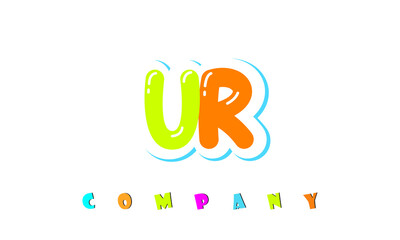 letters UR creative logo for Kids toy store, school, company, agency. stylish colorful alphabet logo vector template