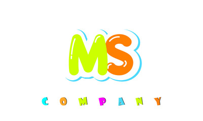 letters MS creative logo for Kids toy store, school, company, agency. stylish colorful alphabet logo vector template