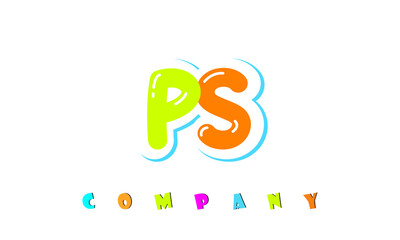 letters PS creative logo for Kids toy store, school, company, agency. stylish colorful alphabet logo vector template