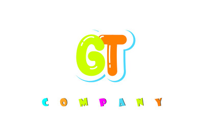 letters GT creative logo for Kids toy store, school, company, agency. stylish colorful alphabet logo vector template