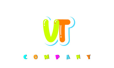 letters VT creative logo for Kids toy store, school, company, agency. stylish colorful alphabet logo vector template