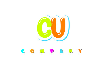 letters CU creative logo for Kids toy store, school, company, agency. stylish colorful alphabet logo vector template