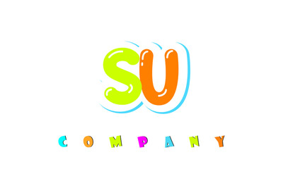 letters SU creative logo for Kids toy store, school, company, agency. stylish colorful alphabet logo vector template