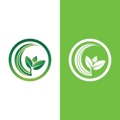 Logos of green tree leaf ecology