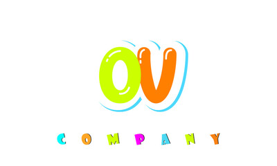 letters OV creative logo for Kids toy store, school, company, agency. stylish colorful alphabet logo vector template