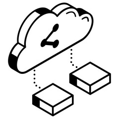 Perfect isometric icon of a cloud tool

