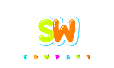 letters SW creative logo for Kids toy store, school, company, agency. stylish colorful alphabet logo vector template