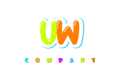letters UW creative logo for Kids toy store, school, company, agency. stylish colorful alphabet logo vector template