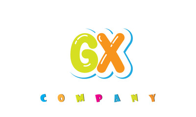 letters GX creative logo for Kids toy store, school, company, agency. stylish colorful alphabet logo vector template