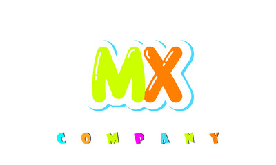 letters MX creative logo for Kids toy store, school, company, agency. stylish colorful alphabet logo vector template