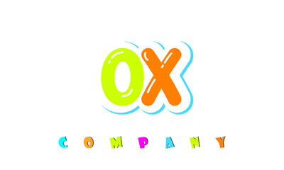 letters OX creative logo for Kids toy store, school, company, agency. stylish colorful alphabet logo vector template