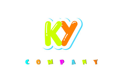 letters KY creative logo for Kids toy store, school, company, agency. stylish colorful alphabet logo vector template