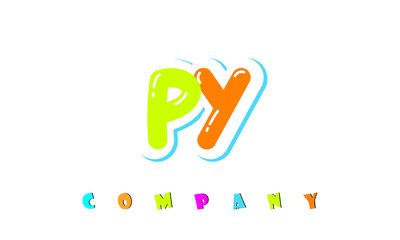 letters PY creative logo for Kids toy store, school, company, agency. stylish colorful alphabet logo vector template