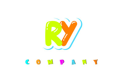 letters RY creative logo for Kids toy store, school, company, agency. stylish colorful alphabet logo vector template - obrazy, fototapety, plakaty