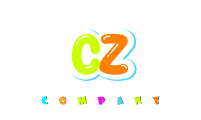letters CZ creative logo for Kids toy store, school, company, agency. stylish colorful alphabet logo vector template