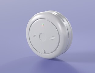 Realistic smoke detector icon on light blue isolated background security theme illustration 3d render