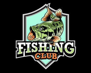 emblem style fishing club logo vector