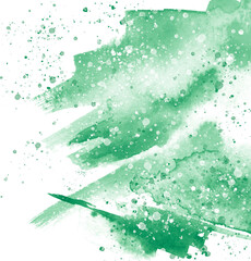 Watercolor green background, blot, blob, splash of green paint. Watercolor field, meadow, spot, abstraction. Wild grass, bushes, country abstract landscape. Watercolor 